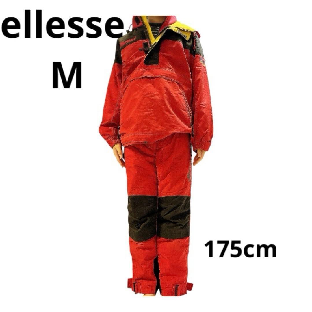 ellesseエレッセ スキーウェア 上下 M 90s レトロ 赤 黒　y2k