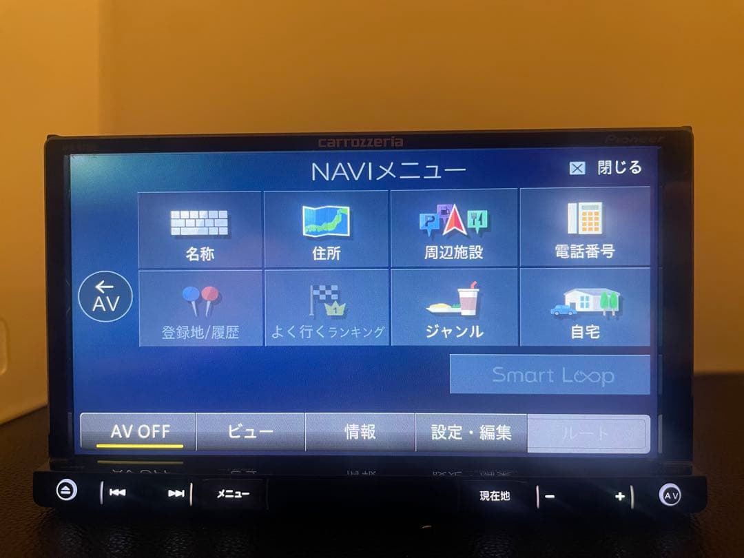 最新地図楽ナビAVIC-RZ300中古180mm7Ｖ型ワンセグTV 最新オービス