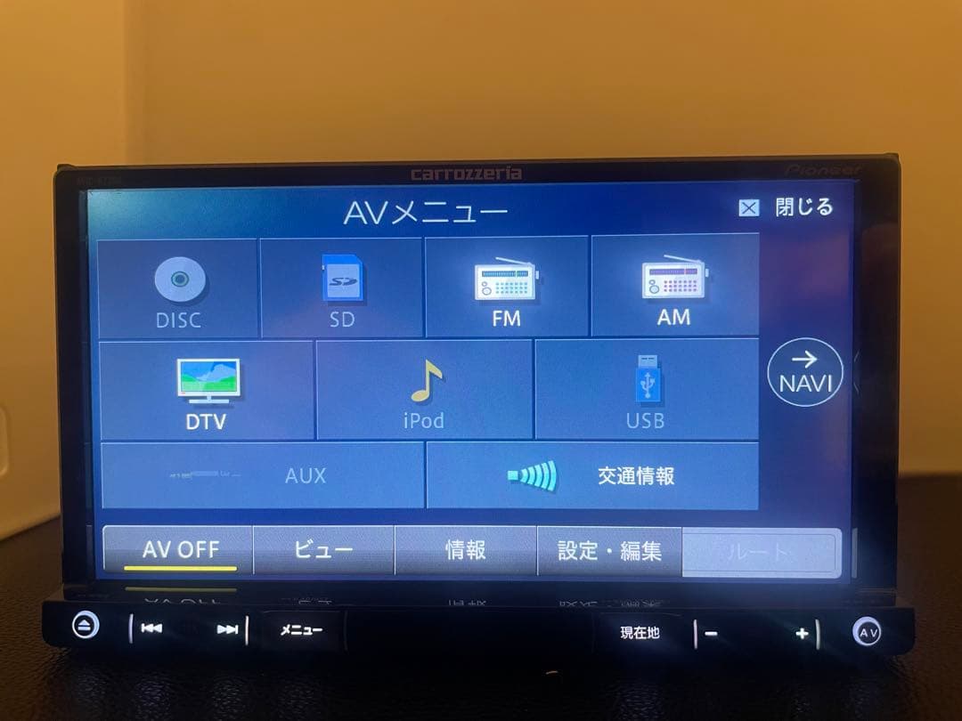 最新地図楽ナビAVIC-RZ300中古180mm7Ｖ型ワンセグTV 最新オービス