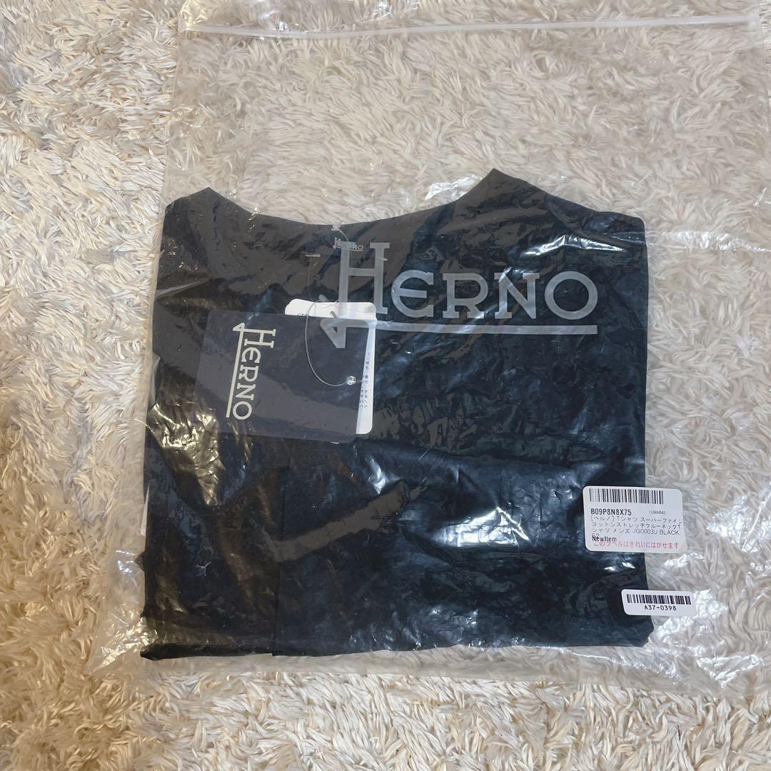 【新品】HERNO ヘルノ⭐️コットン ストレッチ クルーネック Tシャツ 黒