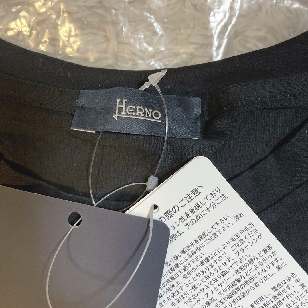 【新品】HERNO ヘルノ⭐️コットン ストレッチ クルーネック Tシャツ 黒