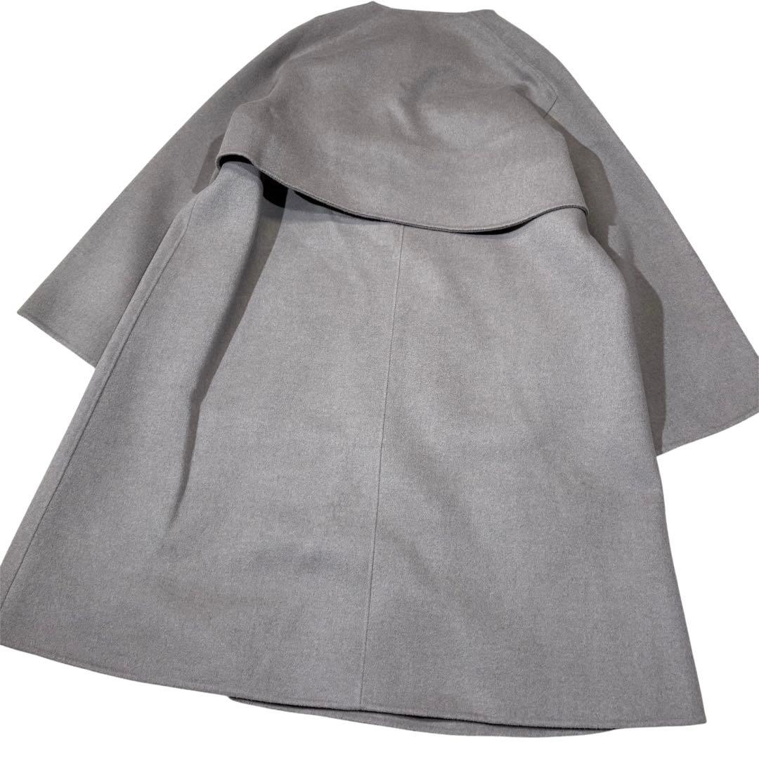 GALERIE VIE ウールダブルフェイス カラーレストレンチコート グレー