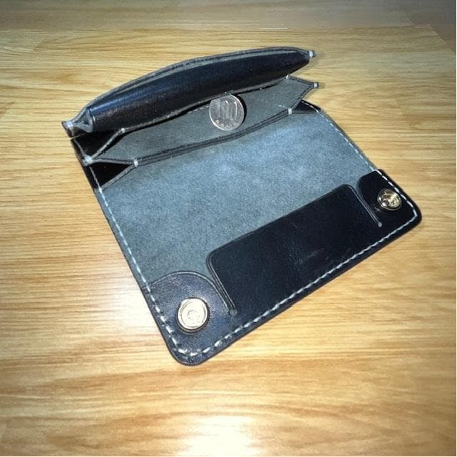 ミドルトラッカーウォレット/栃木レザー/ホック真鍮/小判カンファスナー変更