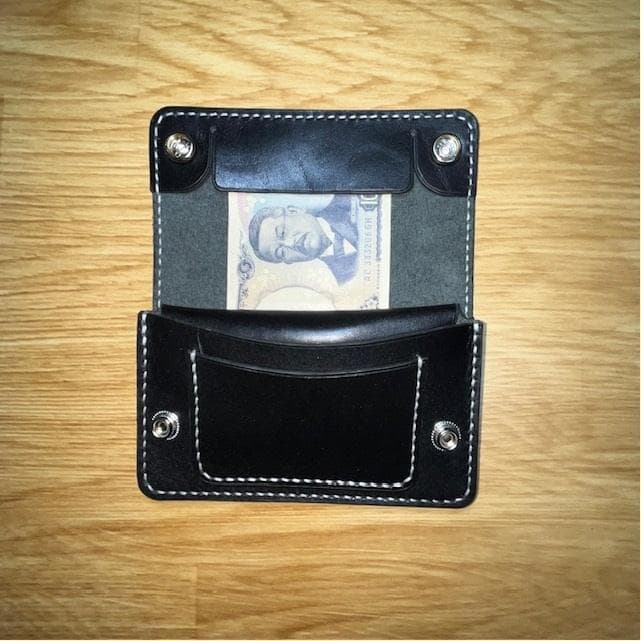 ミドルトラッカーウォレット/栃木レザー/ホック真鍮/小判カンファスナー変更