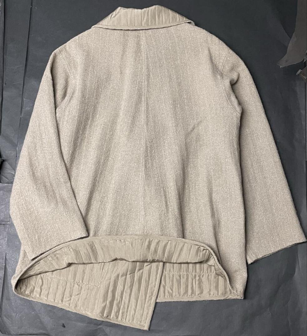 ヨーガンレール★シルク混ウールデザインコートカーキ系ベージュ系Ⅿ参11万円★美品