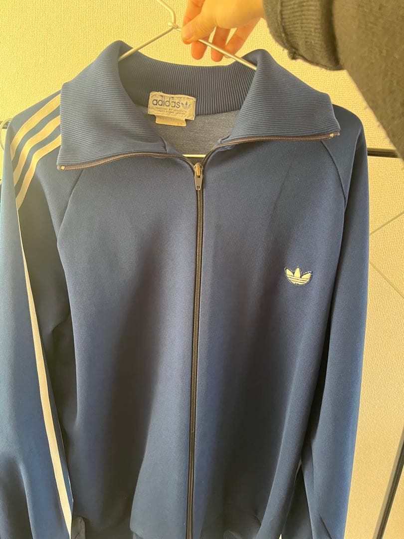 70s adidas デサント トラックジャケット ジャージ 6号 ネイビー