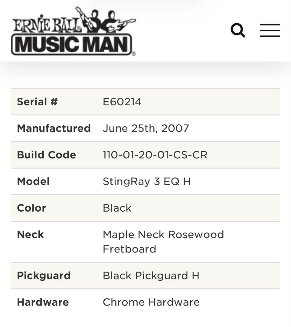 USA 2007年製 musicman stingray スティングレイ　黒