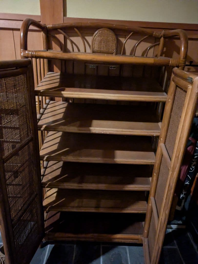 ラタン製シューラック ６段　収納