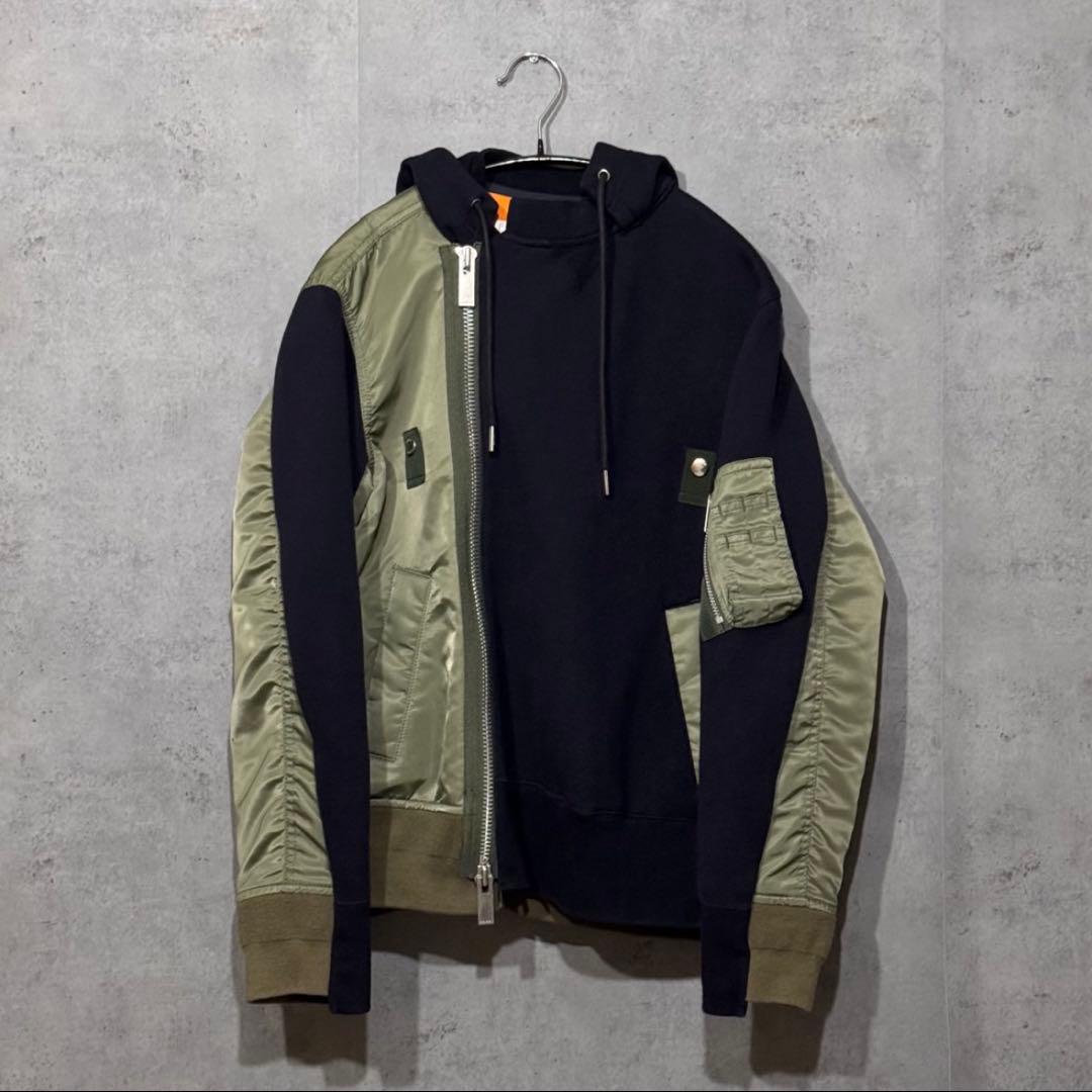 Sacai 23AW Sponge Sweat Hoodie サイズ1 ネイビー