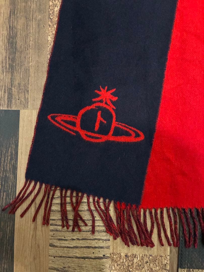 極美　Vivienne Westwoodビビアンウエストウッド　マフラー　紺×赤