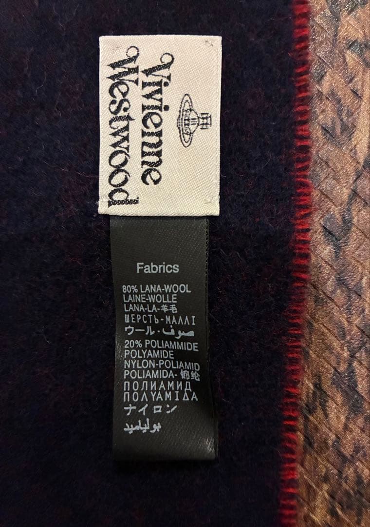 極美　Vivienne Westwoodビビアンウエストウッド　マフラー　紺×赤