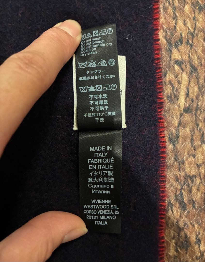 極美　Vivienne Westwoodビビアンウエストウッド　マフラー　紺×赤