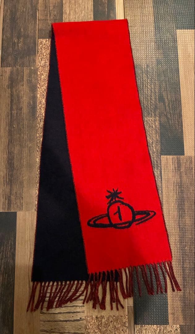 極美　Vivienne Westwoodビビアンウエストウッド　マフラー　紺×赤