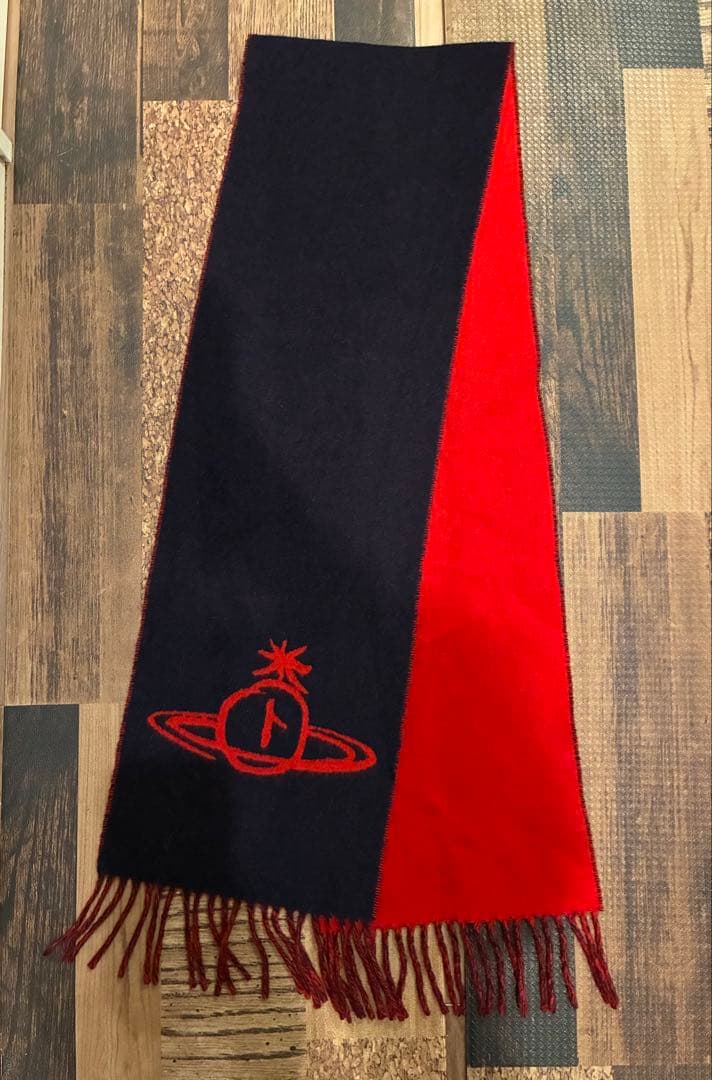 極美　Vivienne Westwoodビビアンウエストウッド　マフラー　紺×赤