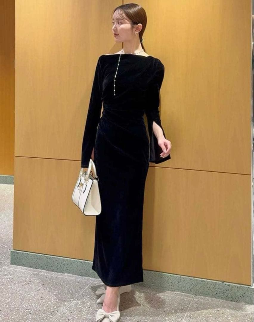 SNIDEL フロッキーベロアドレープドレス　ワンピース　完売品　美品