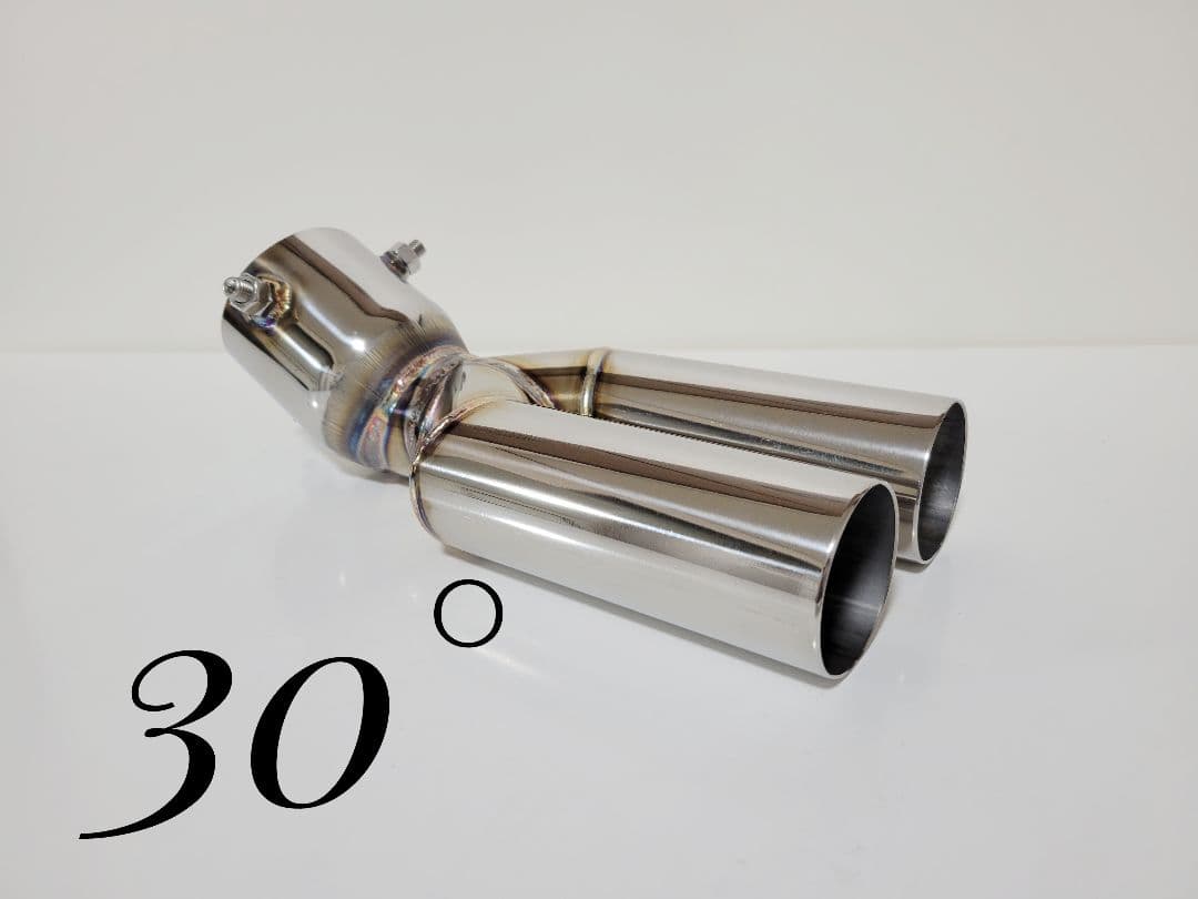 ハネ上げ30° 汎用オールステンレスネオクラシックデュアルマフラーカッター下向き