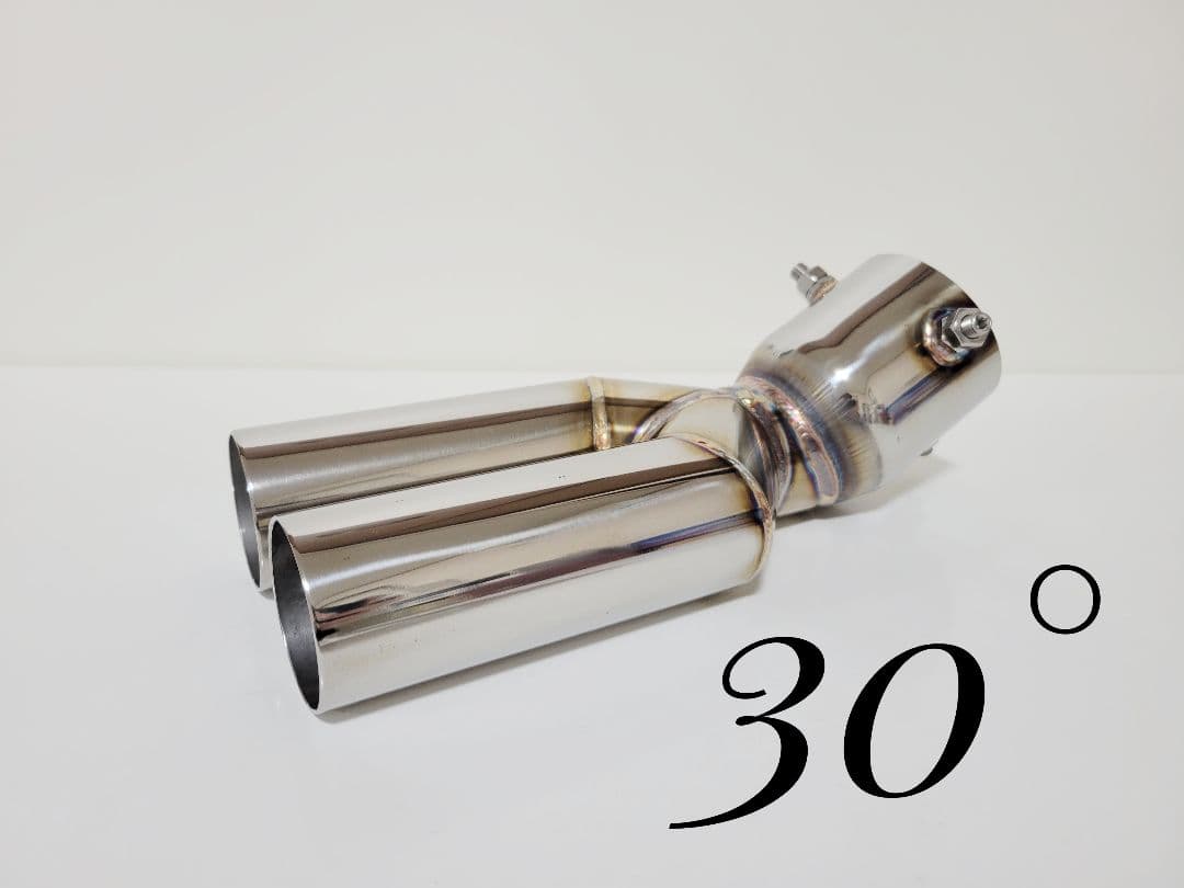 ハネ上げ30° 汎用オールステンレスネオクラシックデュアルマフラーカッター下向き