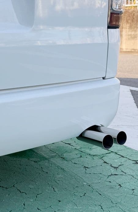 ハネ上げ30° 汎用オールステンレスネオクラシックデュアルマフラーカッター下向き