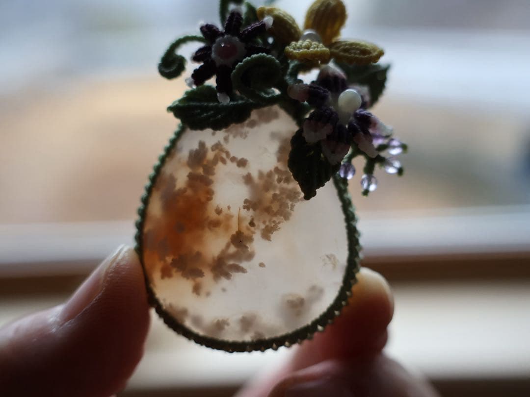 おうがっちょ 桜瑪瑙　マクラメ　ネックレス