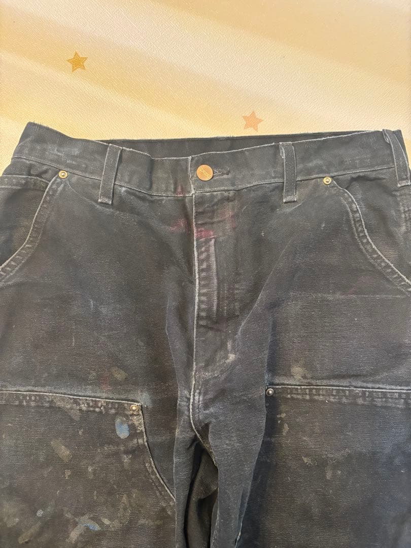 usa製 90s カーハート Carhartt ダブルニー ブラック！w34
