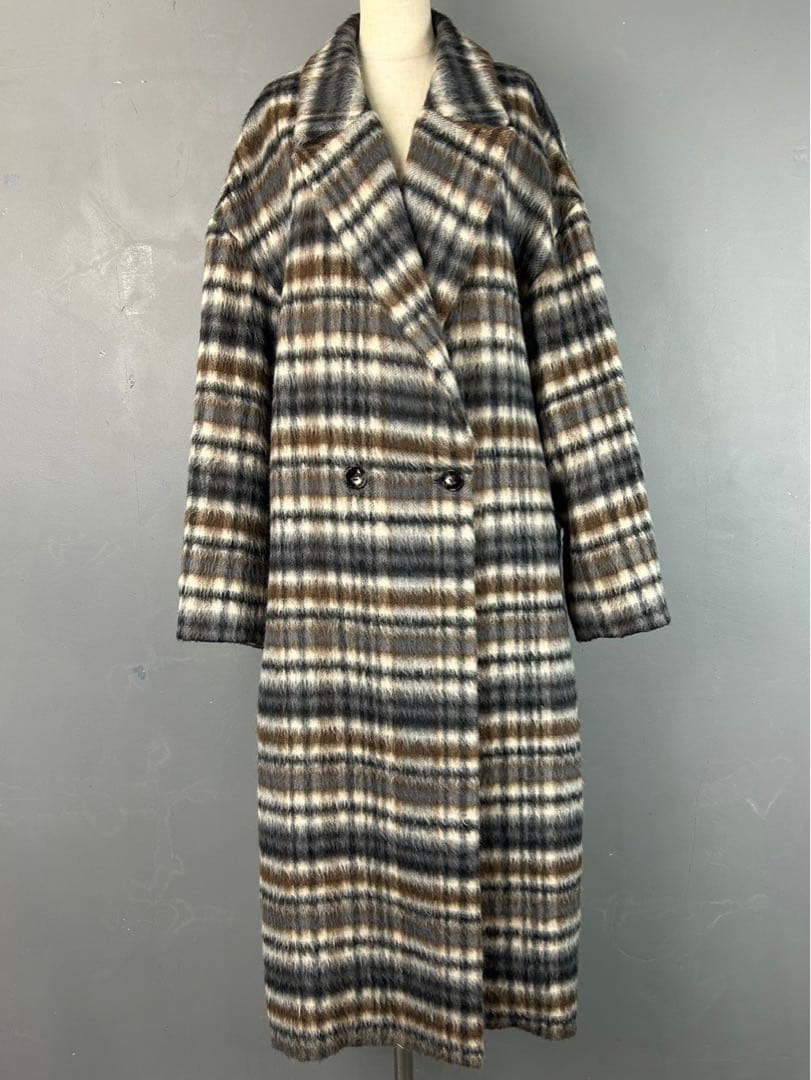 美品 1er Arrondissement チェスターコート アルパカ チェック