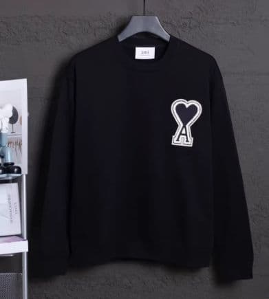 AMI PARIS ハート刺繍 ブラック トレーナー L