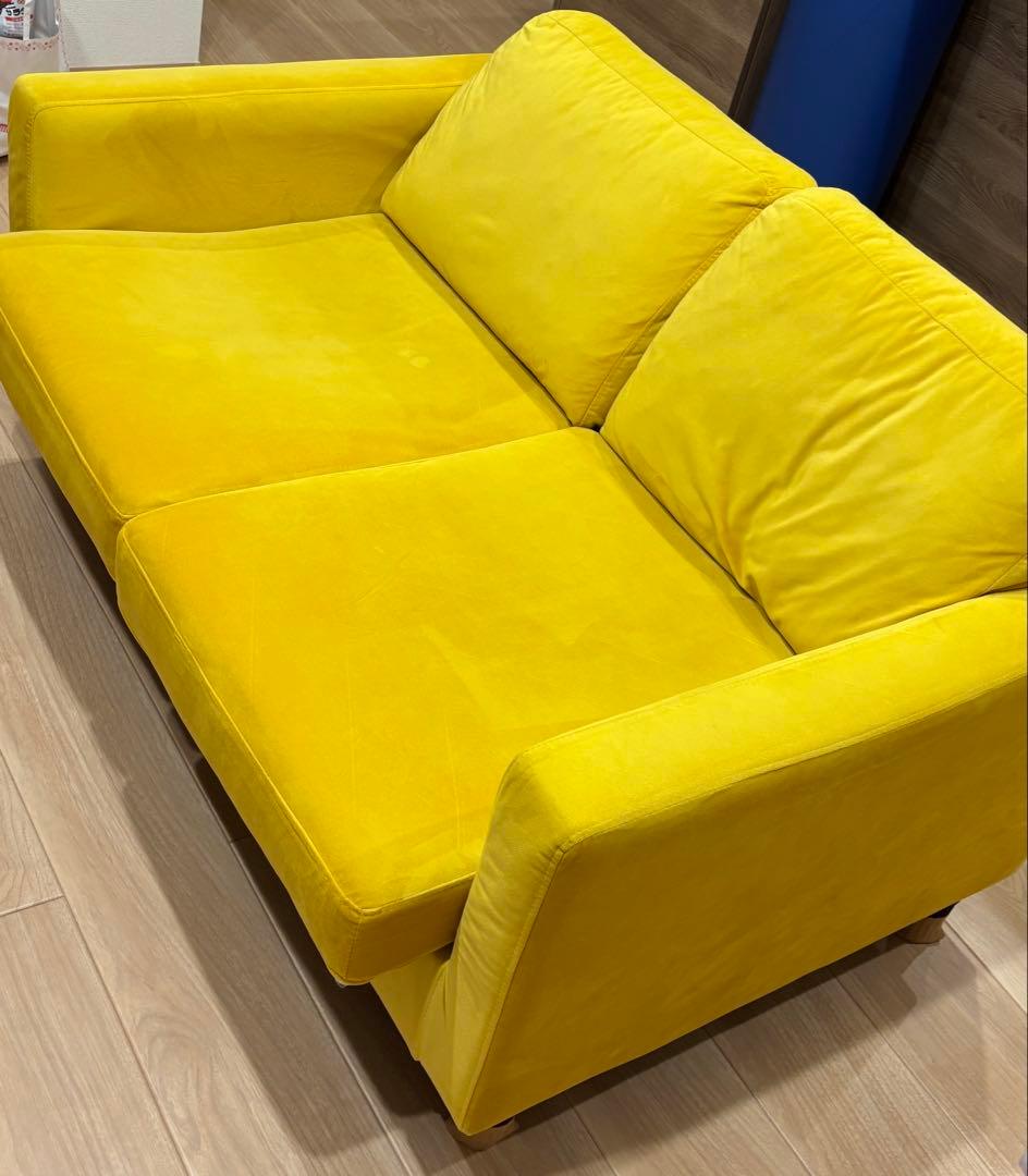 イエロー 2人掛けソファ