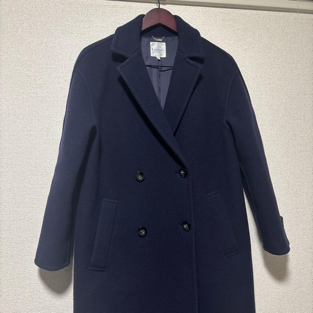 組曲 oggi掲載ＭＡＮＴＥＣＯオーバーチェスターコート 人気色ネイビー2美品