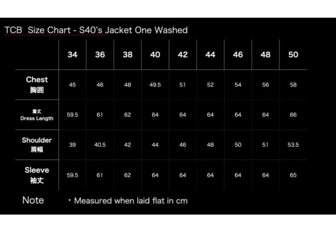 TCB jeans　S40's Jacket 14oz 大戦モデル　38