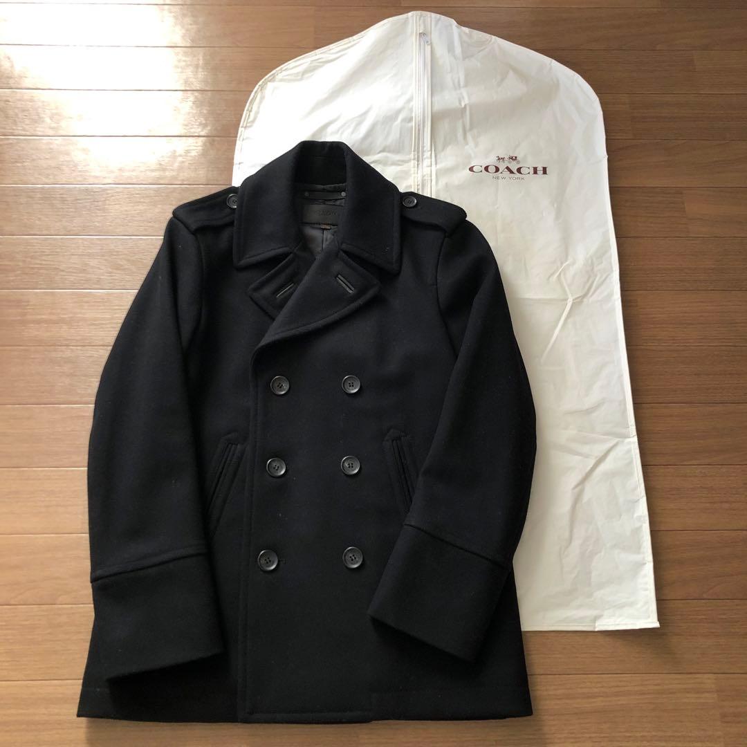 【良品】COACH コーチ ピーコート 黒 ダブル ウール サイズS