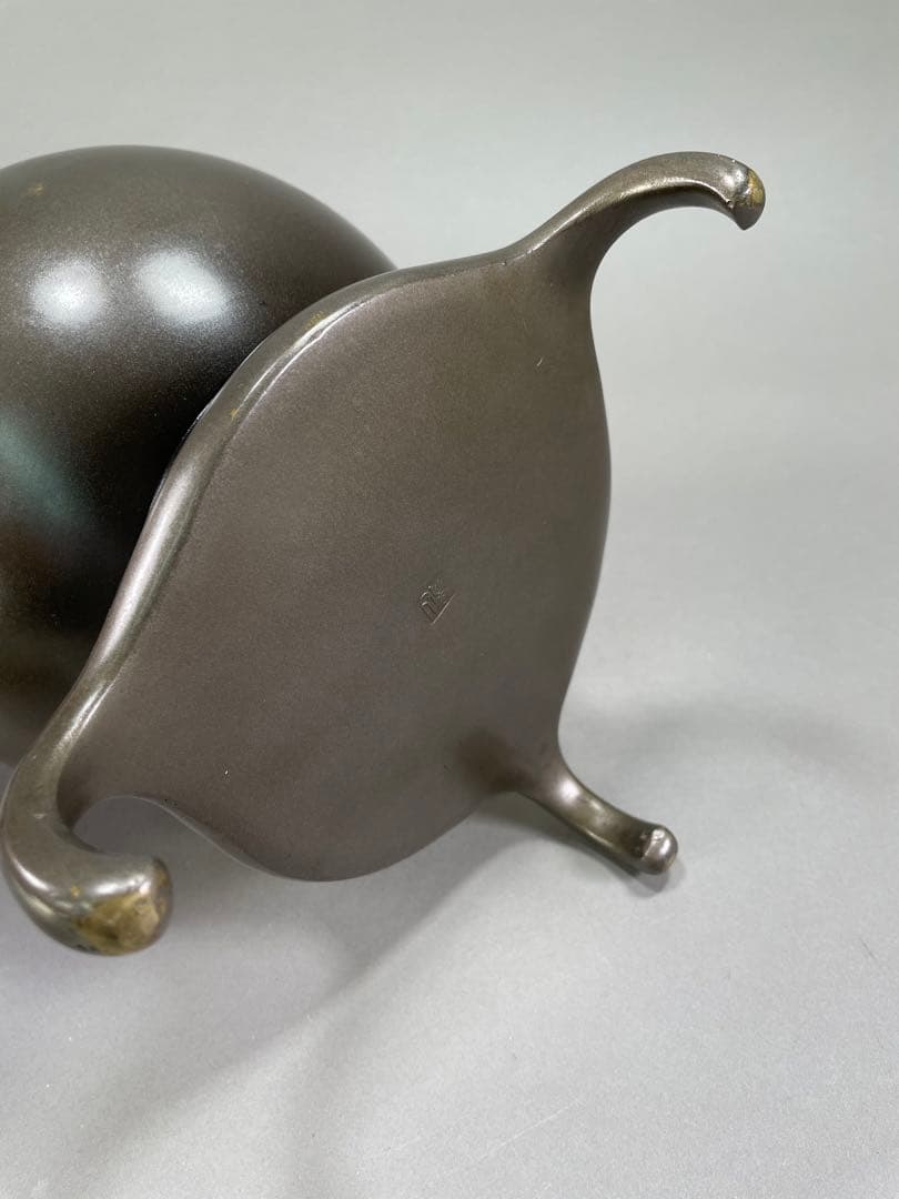 いけばな　池坊　古流　銅薄端　波鶴耳付　華道　銅器　花瓶