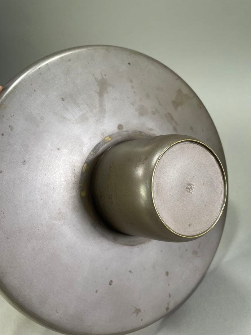 いけばな　池坊　古流　銅薄端　波鶴耳付　華道　銅器　花瓶