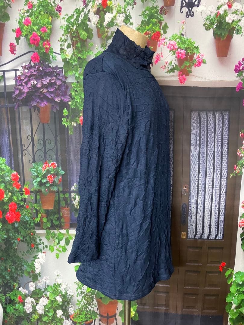 よっち195新品 裏起毛で暖か♪メッシュAラインチュニック(PU)(BL)