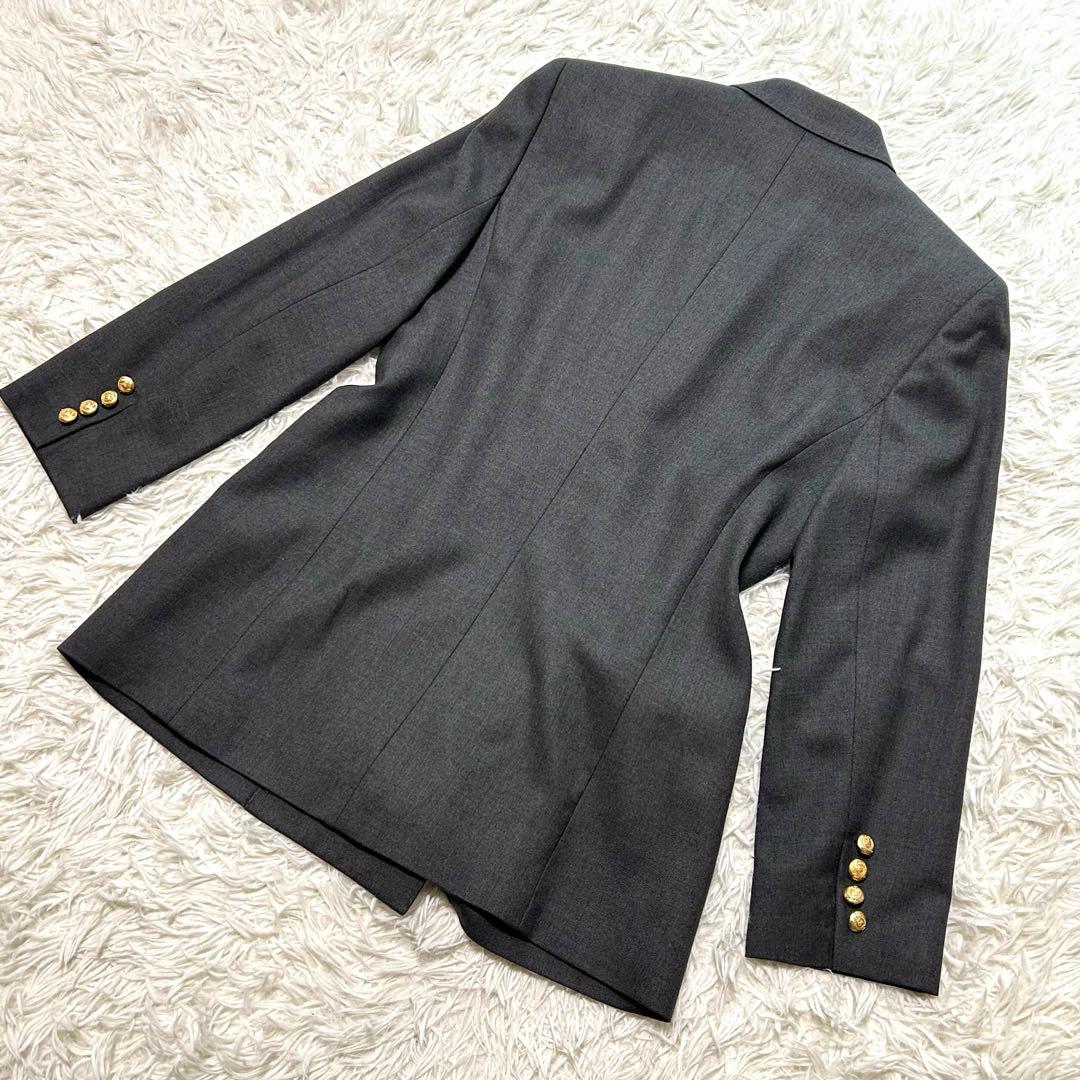 バーバリーズ　テーラードジャケット　40 グレー系　ダブル　金ボタン　カシミヤ混