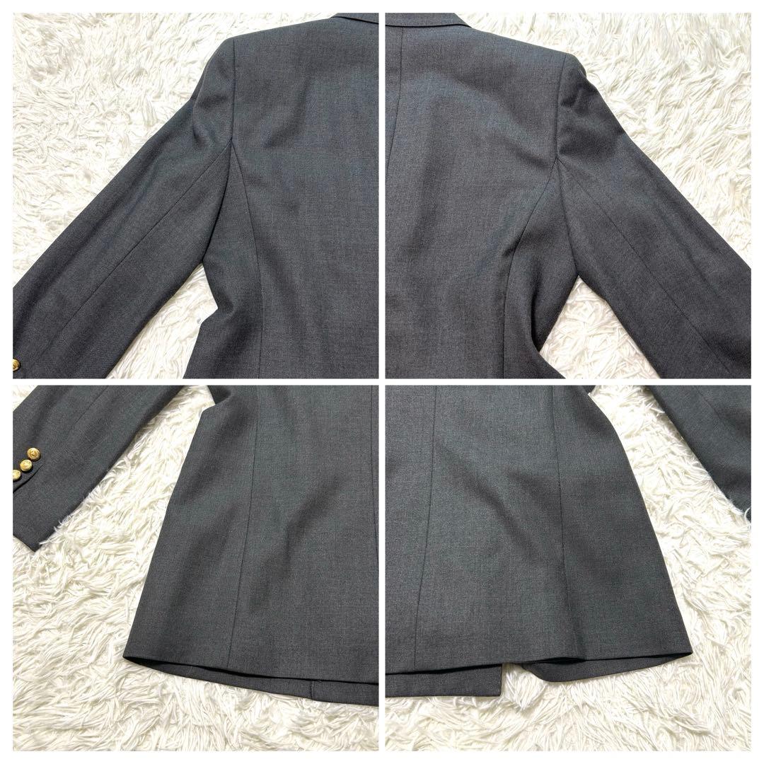 バーバリーズ　テーラードジャケット　40 グレー系　ダブル　金ボタン　カシミヤ混