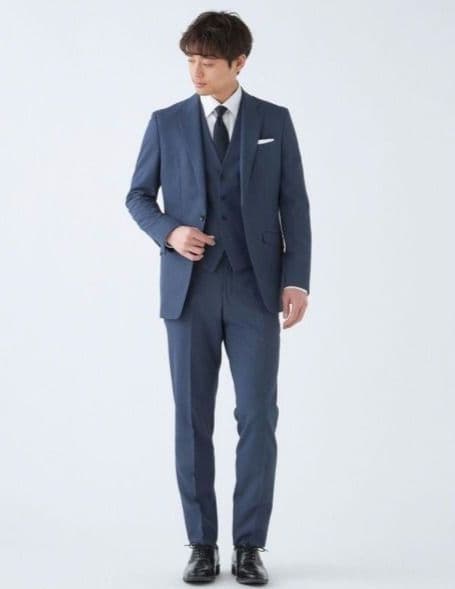 スーツセレクト　メンズスーツ　4Sスリーピースセットアップ　ネイビー