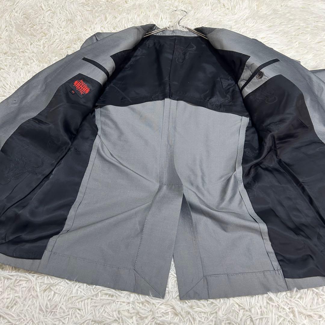 良品✨ジャンポールゴルチエ 光沢 シルバー メンズ上下スーツ セットアップ 46