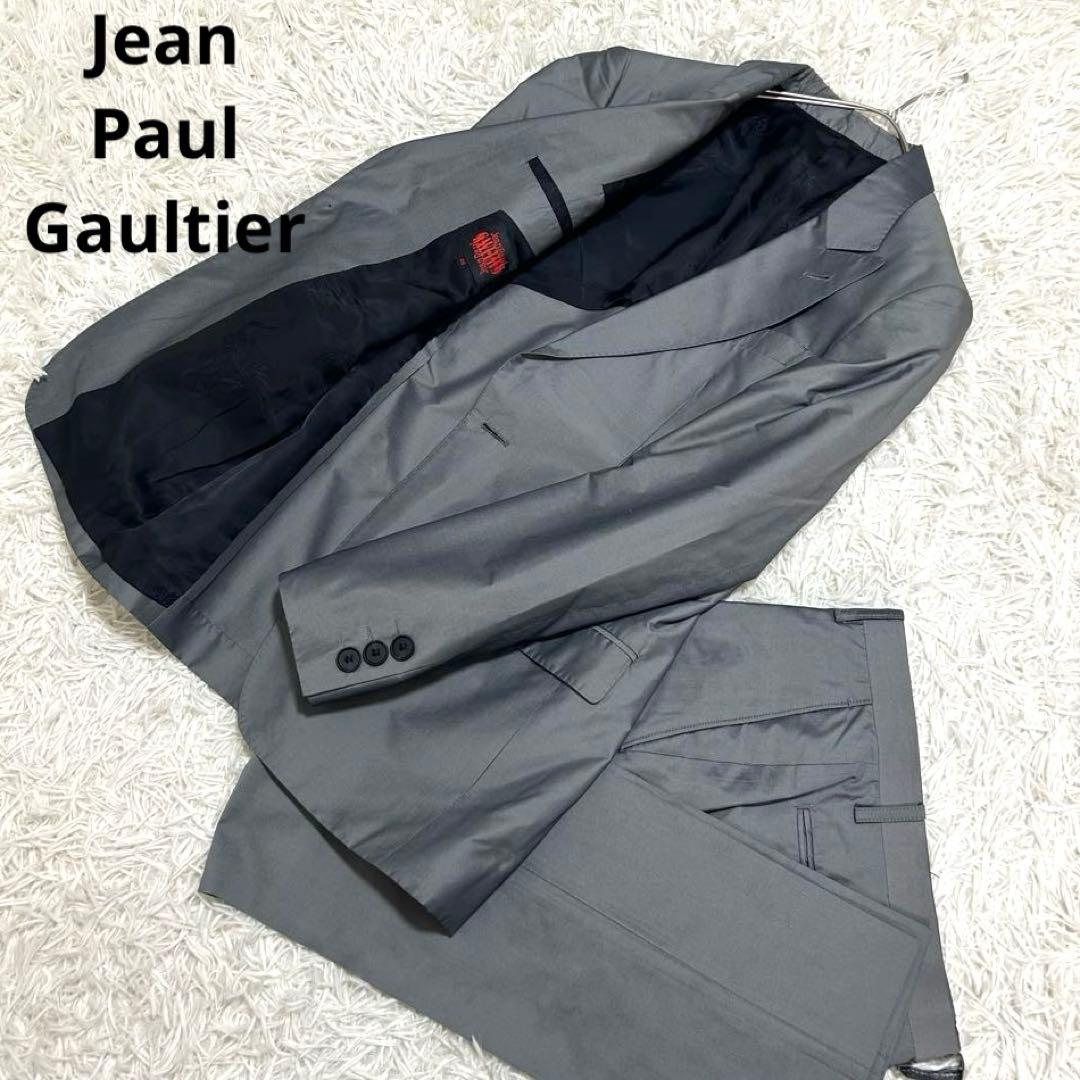 良品✨ジャンポールゴルチエ 光沢 シルバー メンズ上下スーツ セットアップ 46