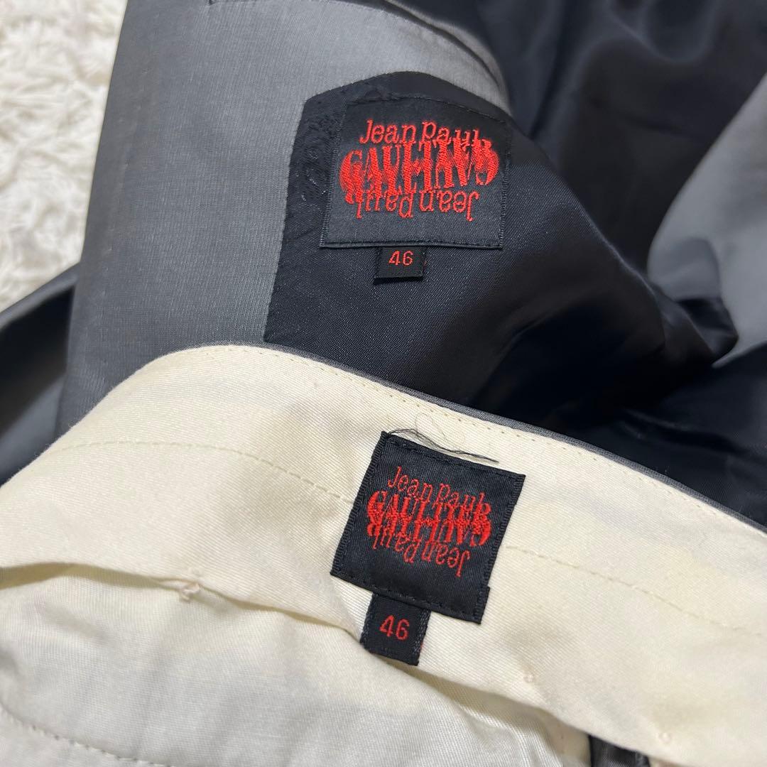 良品✨ジャンポールゴルチエ 光沢 シルバー メンズ上下スーツ セットアップ 46
