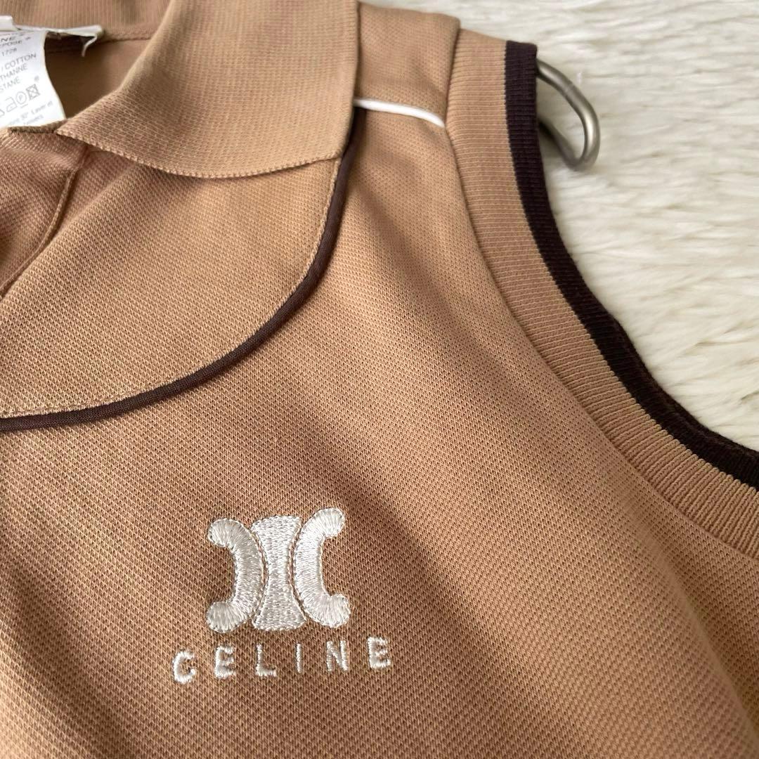 CELINE 希少　トリオンフ　ノースリーブ　ポロシャツ キャメル　M