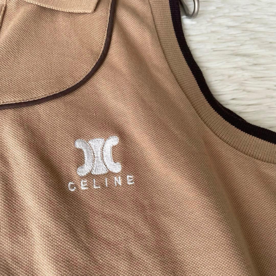 CELINE 希少　トリオンフ　ノースリーブ　ポロシャツ キャメル　M