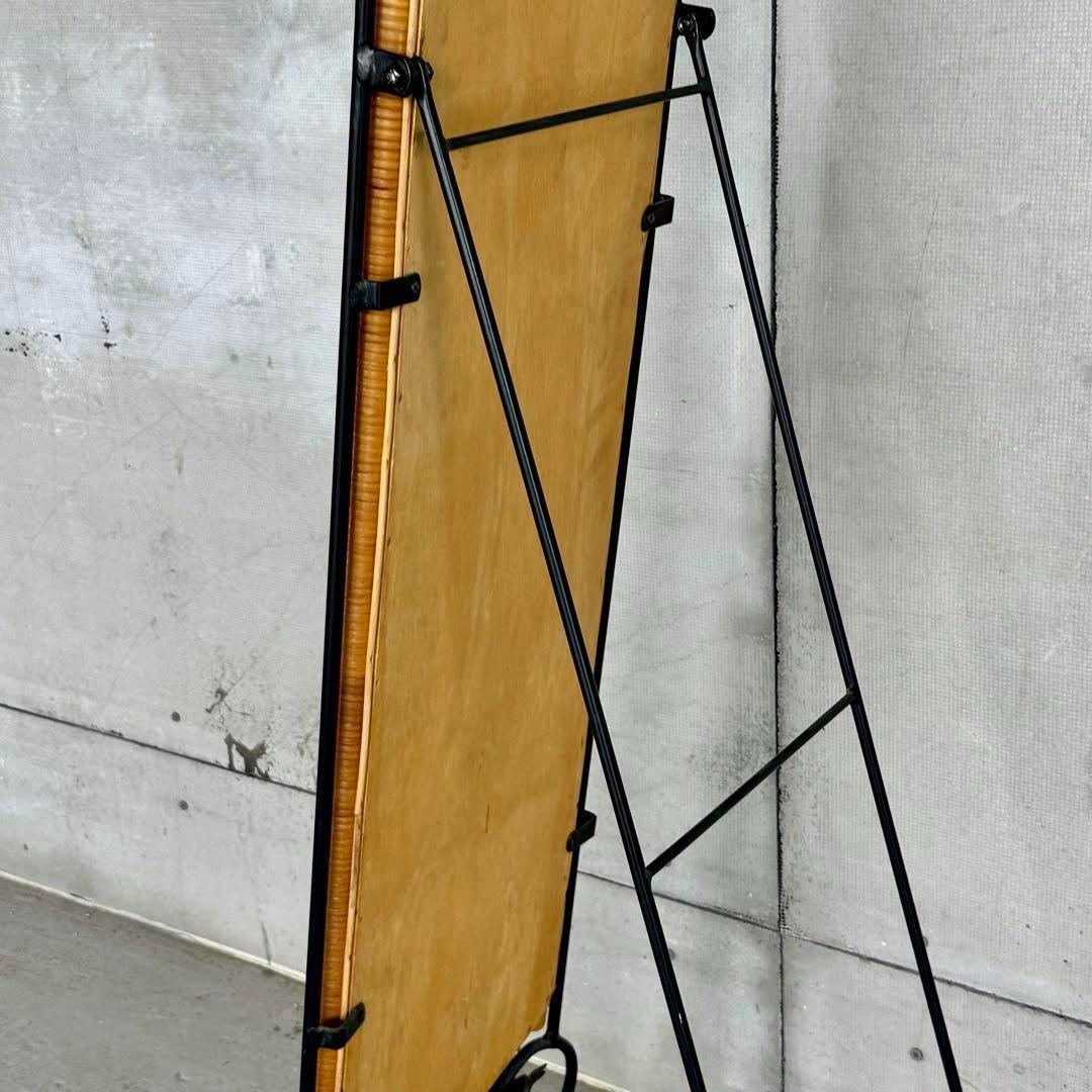 ✿レトロ✿可愛いアイアン装飾 ラタンフレーム 全身鏡 姿見 アンティーク調