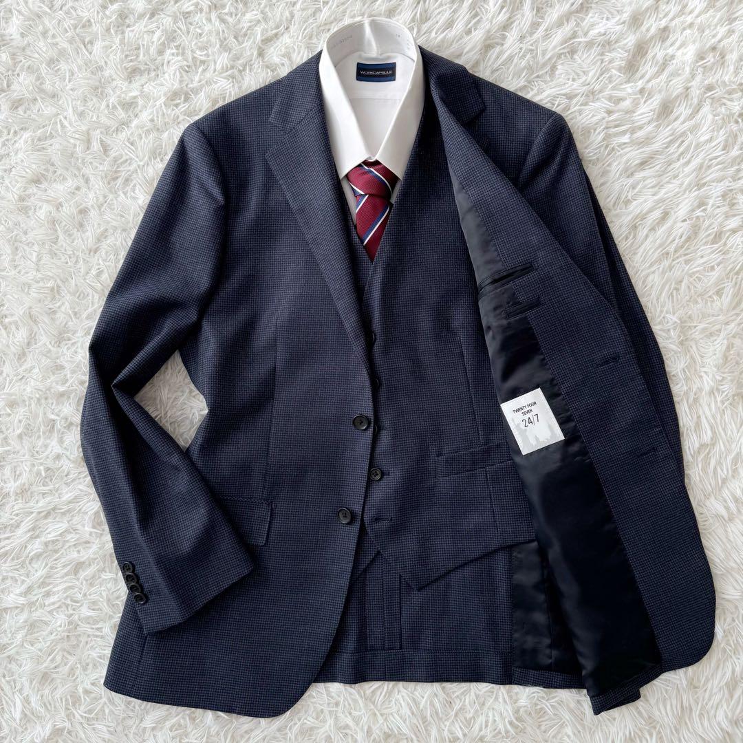 3ピース⭐︎TWENTY FOUR SEVENセットアップスーツ 千鳥格子 L相当