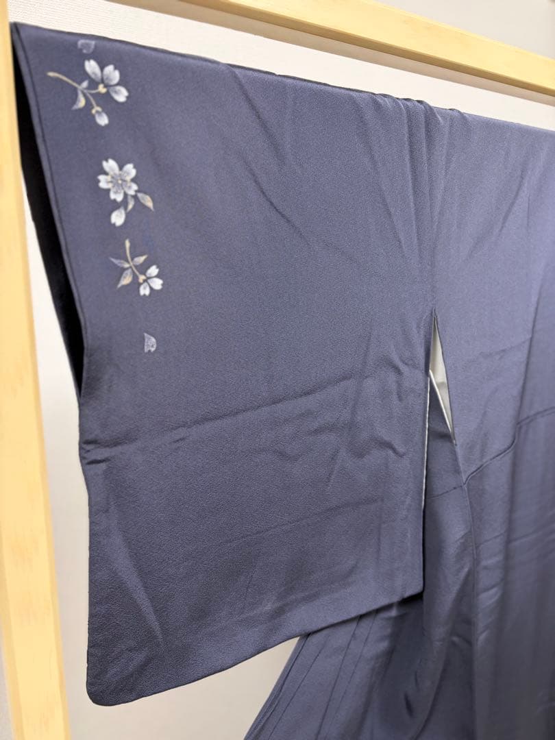 D ◆着物くつろぎ 桜の花模様 金彩 縮緬 正絹 袷 訪問着 着物 K34