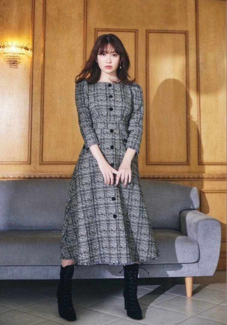 Herlipto Classic Tweed Midi Dress ワンピース