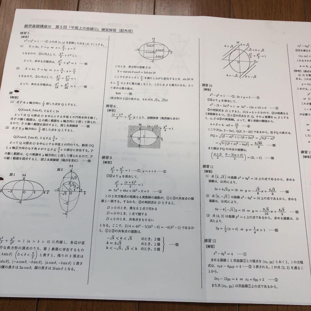 鉄緑会 高2数Ⅲ前期テキスト.問題集.配布プリント