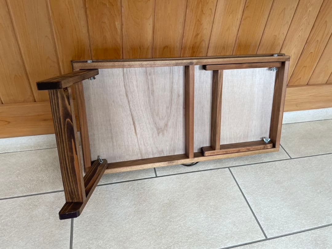 自然素材の質感が好きな方に向けて作ったオルテガ柄折りたたみ脚ローテーブル