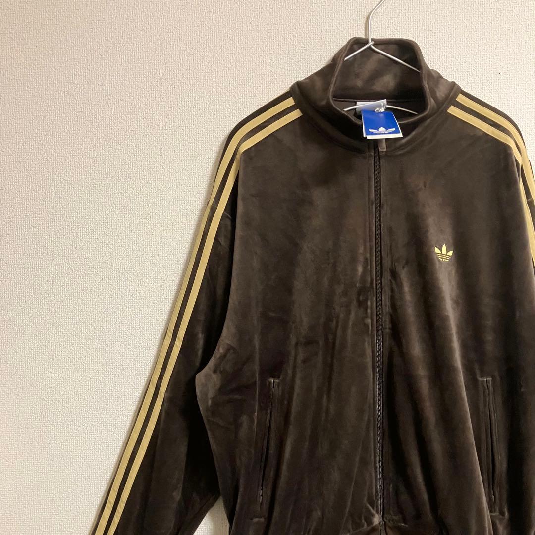 新品　adidas ファイヤーバード トラックトップ ベロア ダークブラウン L