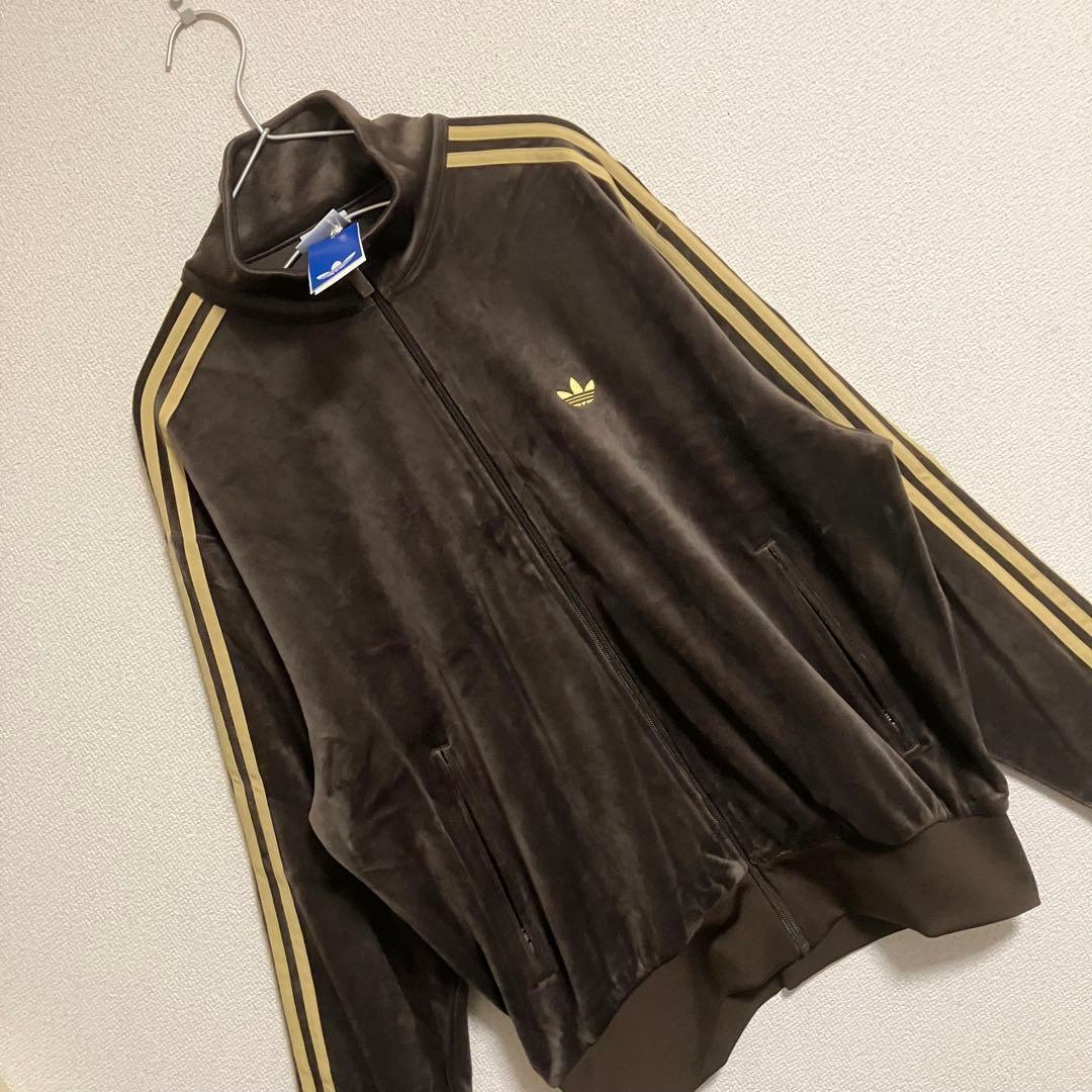 新品　adidas ファイヤーバード トラックトップ ベロア ダークブラウン L