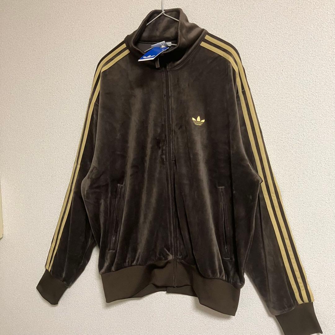 新品　adidas ファイヤーバード トラックトップ ベロア ダークブラウン L